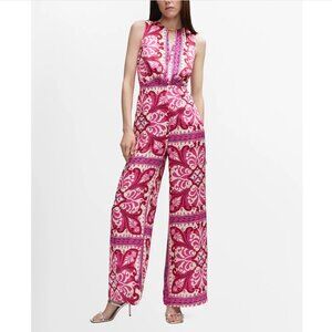 MANGO Satin Maximalist Print Jumpsuit, Size M
